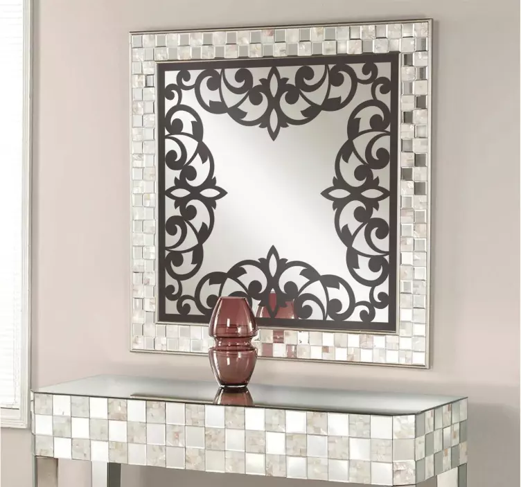 Vinilo decorativo marco floral antiguo - TenVinilo