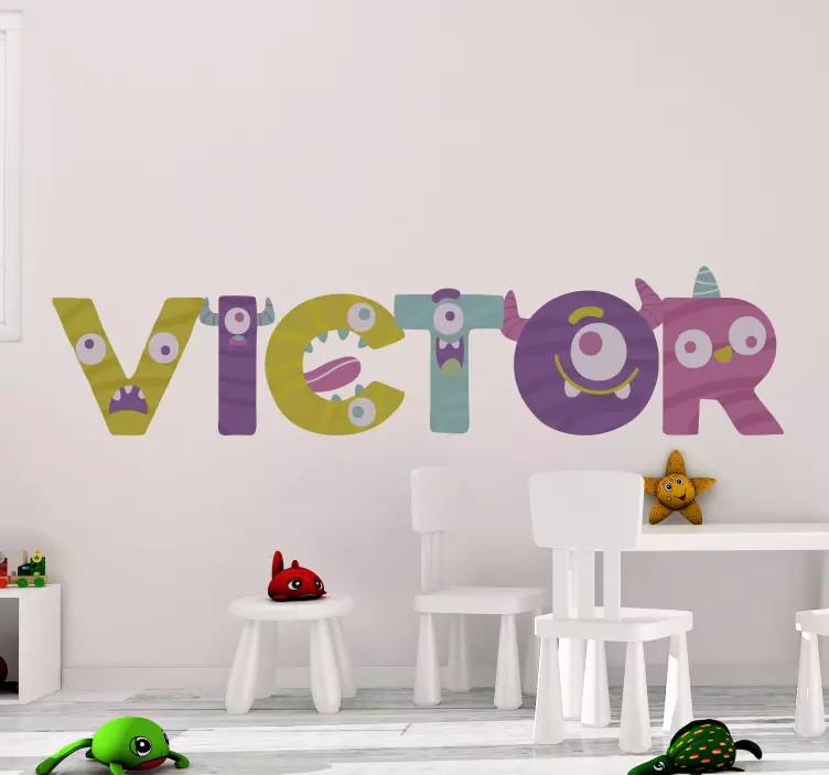 Vinilo infantil nombre estilo monstruos - TenVinilo