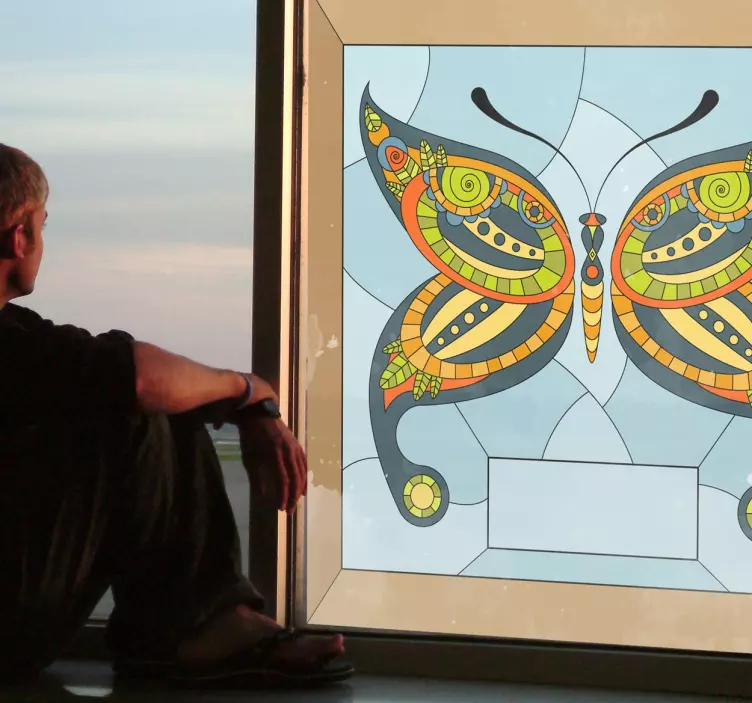 Vinilo decorativo mosaico vidriera mariposa - TenVinilo