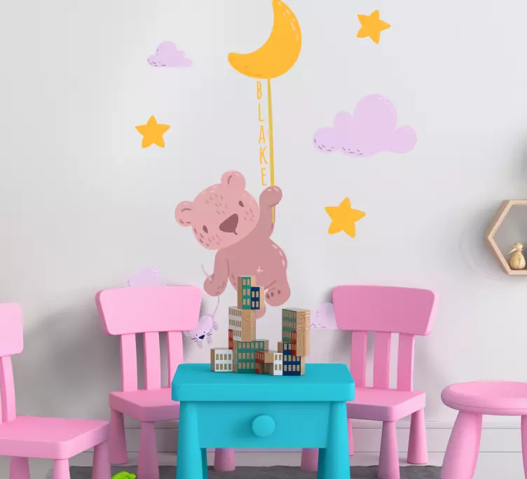 Vinilo personalizable Estrella de osos bebé con nombre - TenVinilo