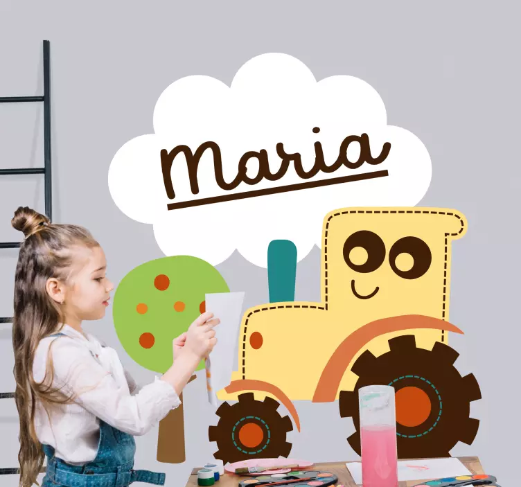 Vinilo personalizable Sello de tractor con texto - TenVinilo