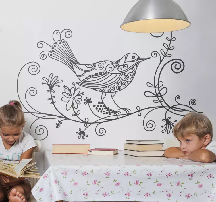 Vinilo decorativo ruiseñor en rama - TenVinilo