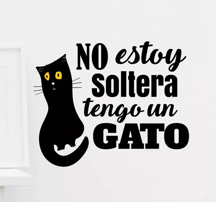 Vinilo decorativo soltera con gato - TenVinilo