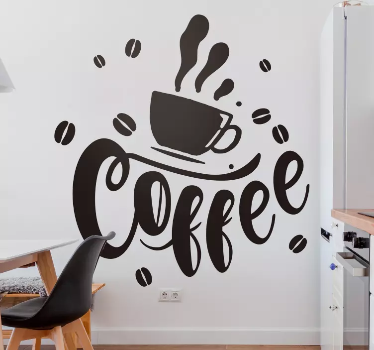 Vinilo pared taza café frase coffee - TenVinilo