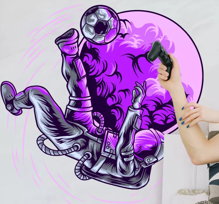 Vinilo fútbol astronauta pateando balón - TenVinilo