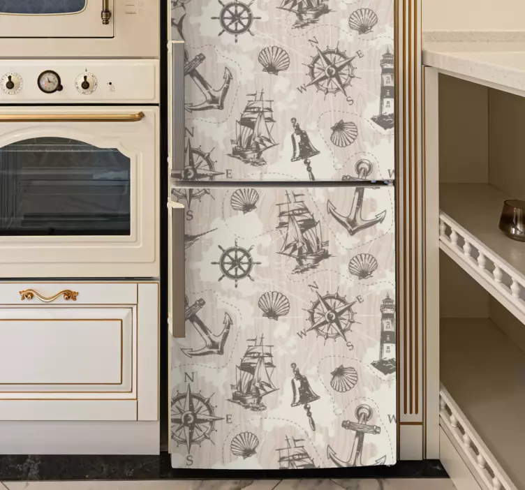 Vinilo para nevera diseño de temática náutica - TenVinilo