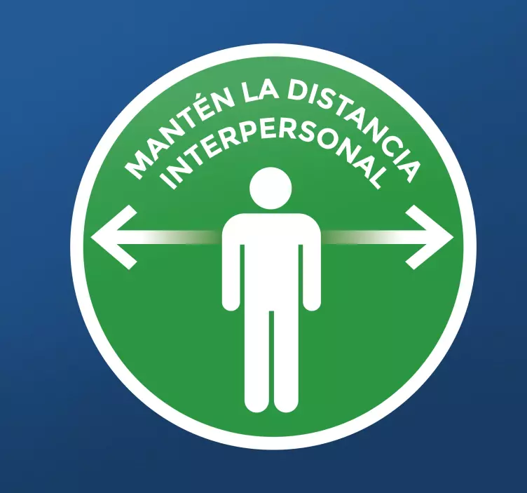 Pegatina distancia seguridad verde redonda - TenVinilo