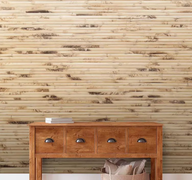 Vinilo estampado decorativo Palos horizontales de madera marrón c - TenVinilo