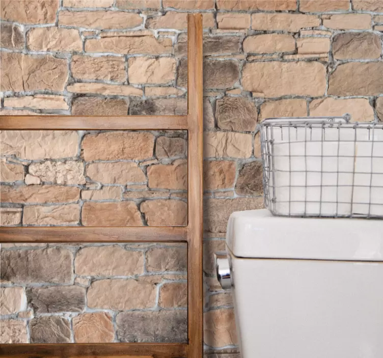 Vinilo estampado decorativo Patrón rústico de ladrillos de piedra - TenVinilo