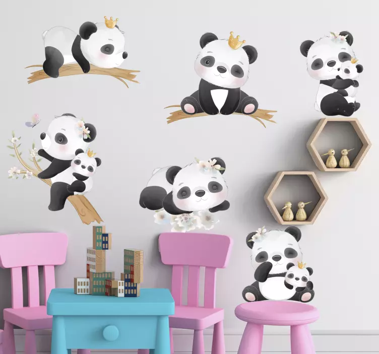 Vinilo familia de pandas adorables - TenVinilo