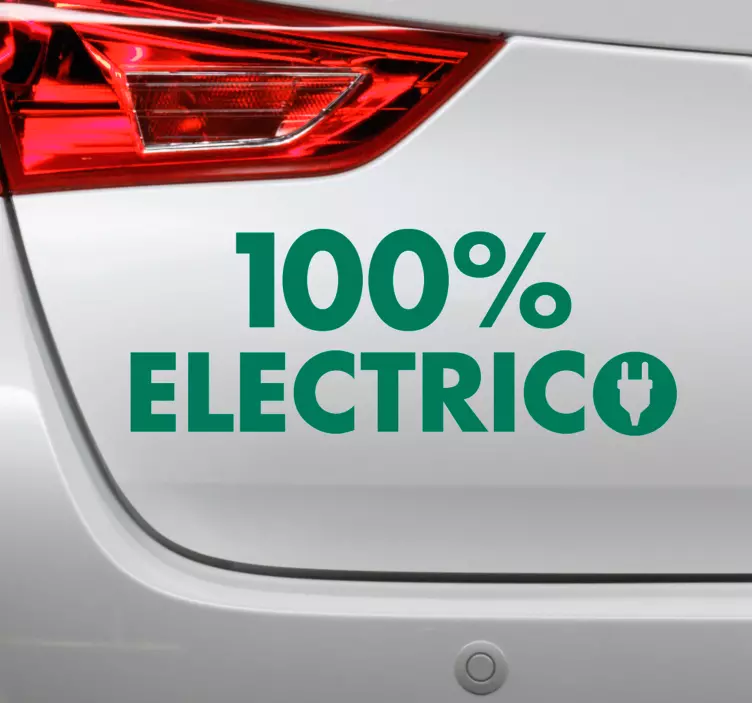 Vinilo coche frase 100% eléctrico - TenVinilo