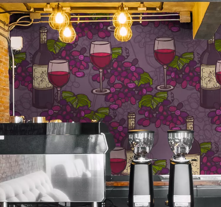 Vinilo gastronomía diseño de copas de vino - TenVinilo