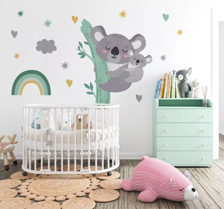 Vinilo dormitorio infantil koalas felices - TenVinilo