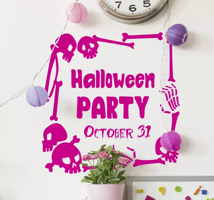 Pegatina Halloween Esqueleto apuntando a una señal - TenVinilo