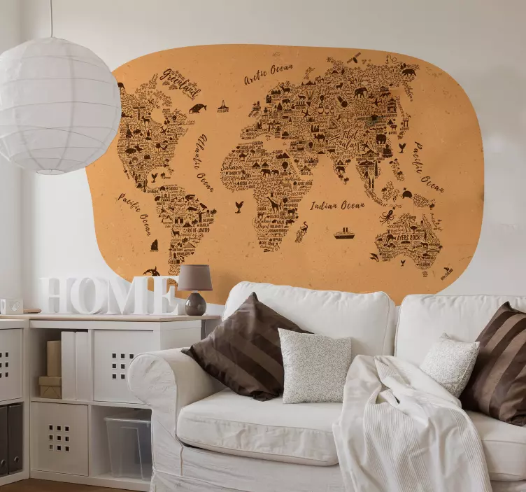 Vinilo ilustración del mapa del mundo - TenVinilo