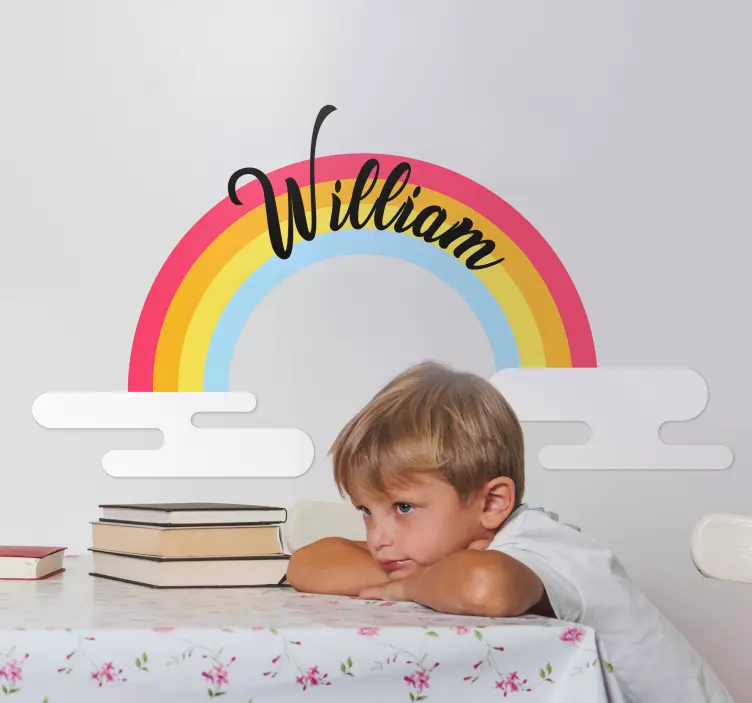 Vinilo infantil arcoíris personalizado para pared - TenVinilo