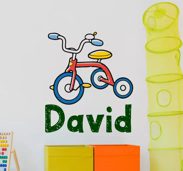 Vinilo infantil diseño colorido de bicicleta para niños. - TenVinilo