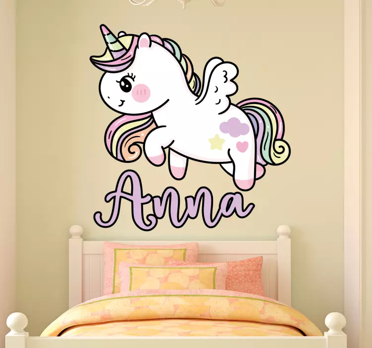 Vinilo infantil figura de unicornio personalizada - TenVinilo