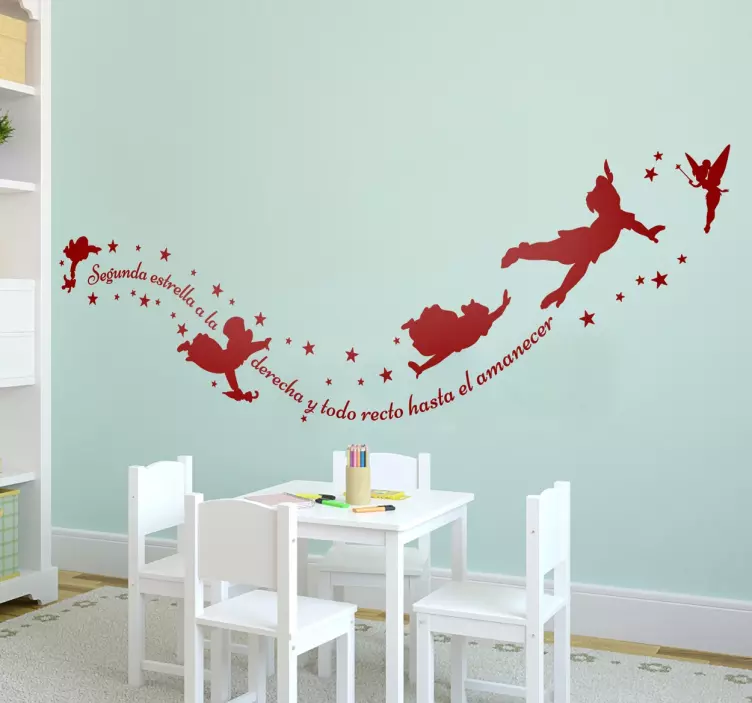 Vinilo infantil frase Peter Pan amanecer - TenVinilo