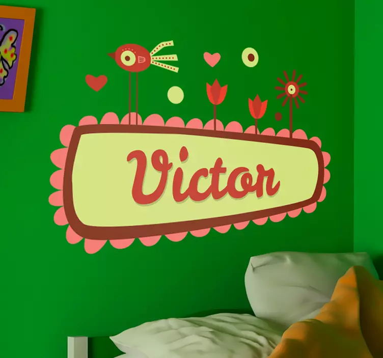 Vinilo infantil ilustración nombre - TenVinilo