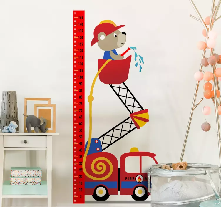 Vinilo infantil medidor de coche de bomberos - TenVinilo