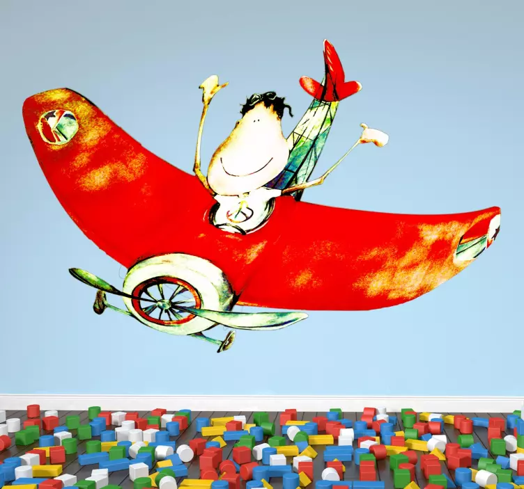 Vinilo infantil niño feliz avión - TenVinilo