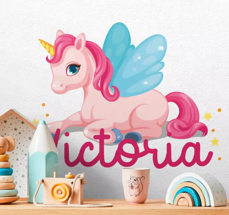 Vinilo infantil unicornio mágico personalizado - TenVinilo