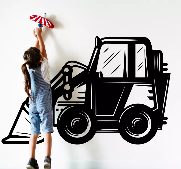 Pegatina juguete Máquina excavadora para niños - TenVinilo