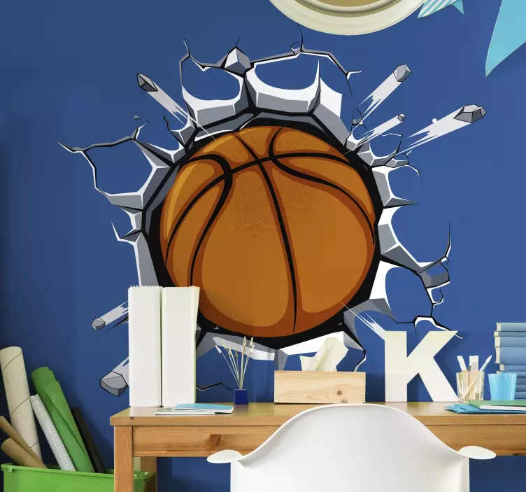 Vinilo baloncesto 3D efecto visual baloncesto - TenVinilo