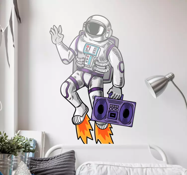 Vinilo infantil astronauta saludando - TenVinilo