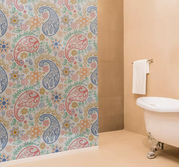 Vinilo para mamparas de baño flores paisley - TenVinilo