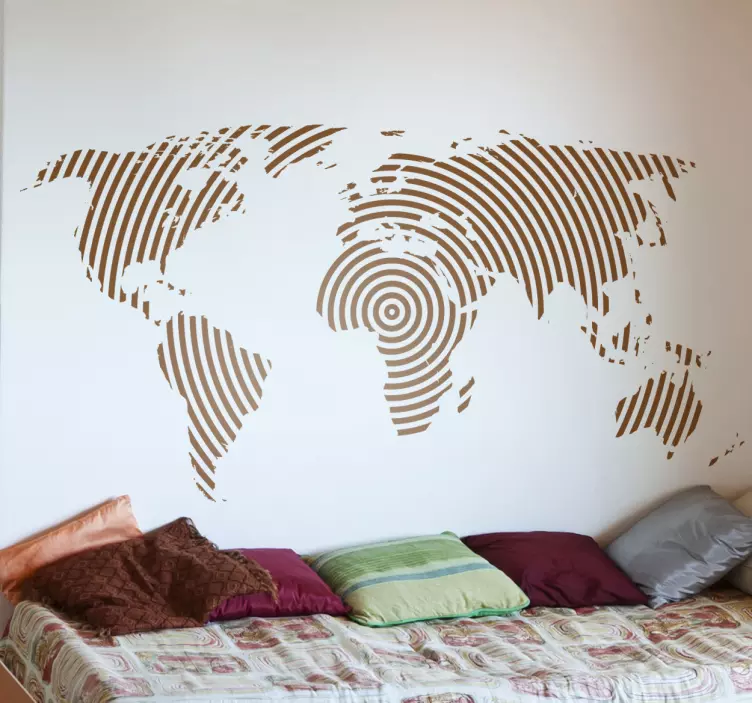 Vinilo mapamundi textura concéntrica - TenVinilo