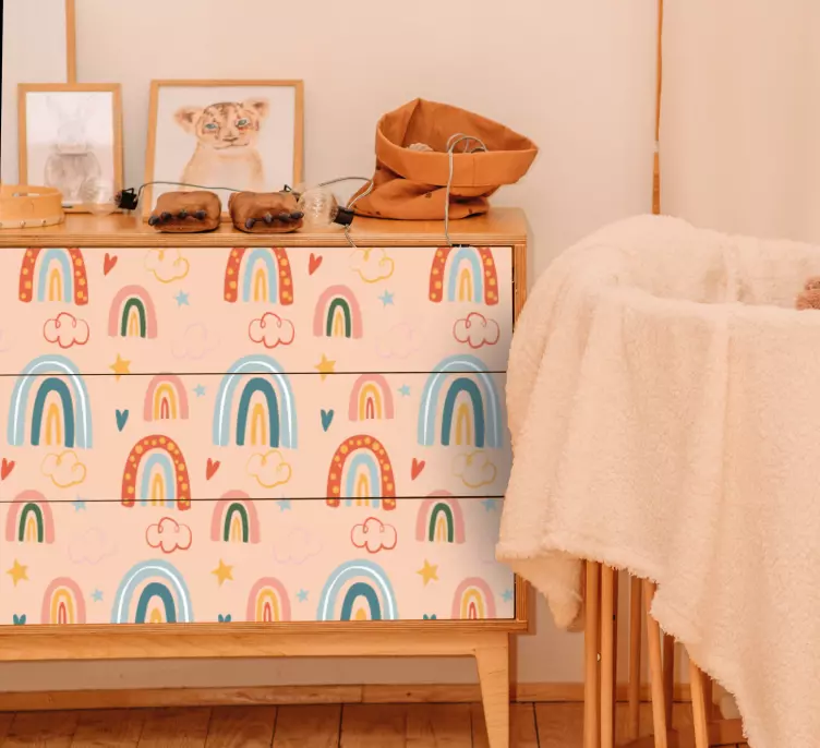 Vinilo para mueble Colores pastel del tema del arco iris - TenVinilo