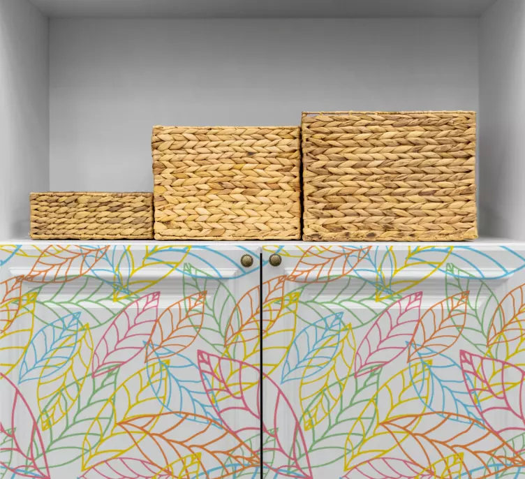 Vinilo para mueble Lindo diseño de hojas de neón de colores - TenVinilo