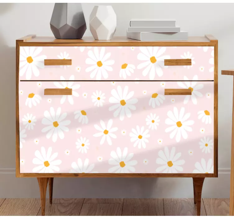 Vinilo para mueble Margarita flores rosa patrón - TenVinilo