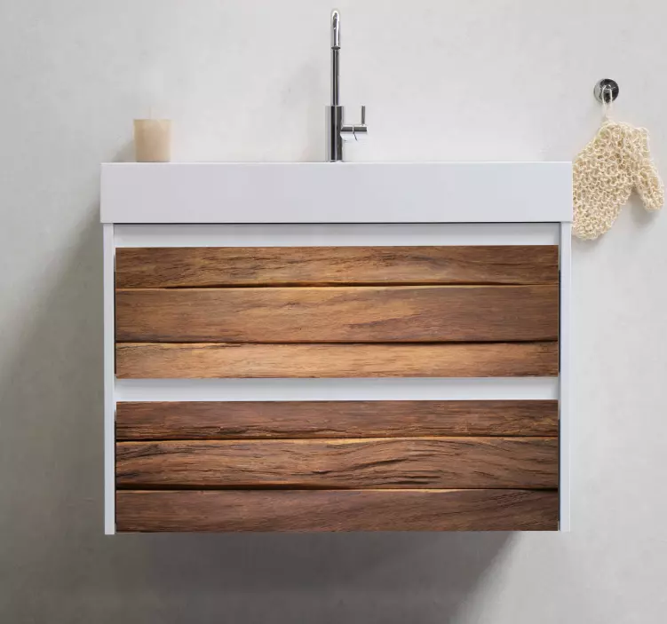 Vinilo para mueble Pared y suelo de madera - TenVinilo