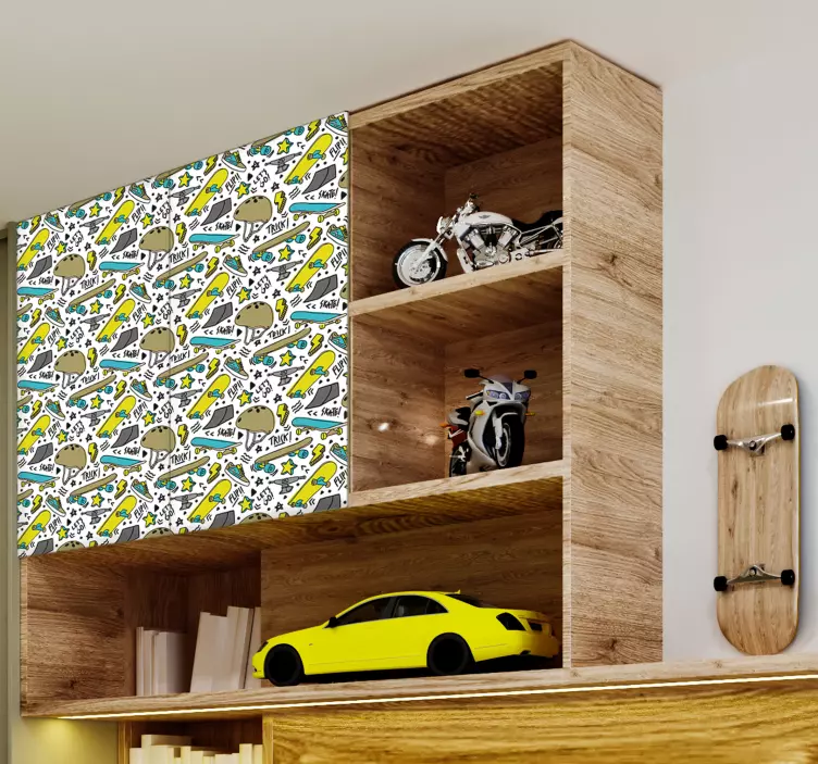 Vinilo para mueble Patrón de skate urbano - TenVinilo