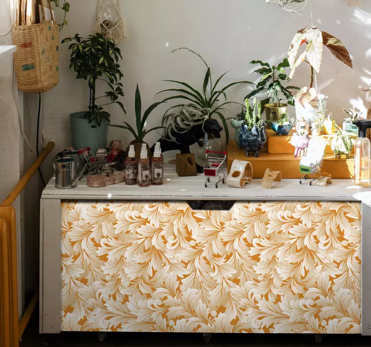 Vinilo para muebles patrón floral dorado - TenVinilo