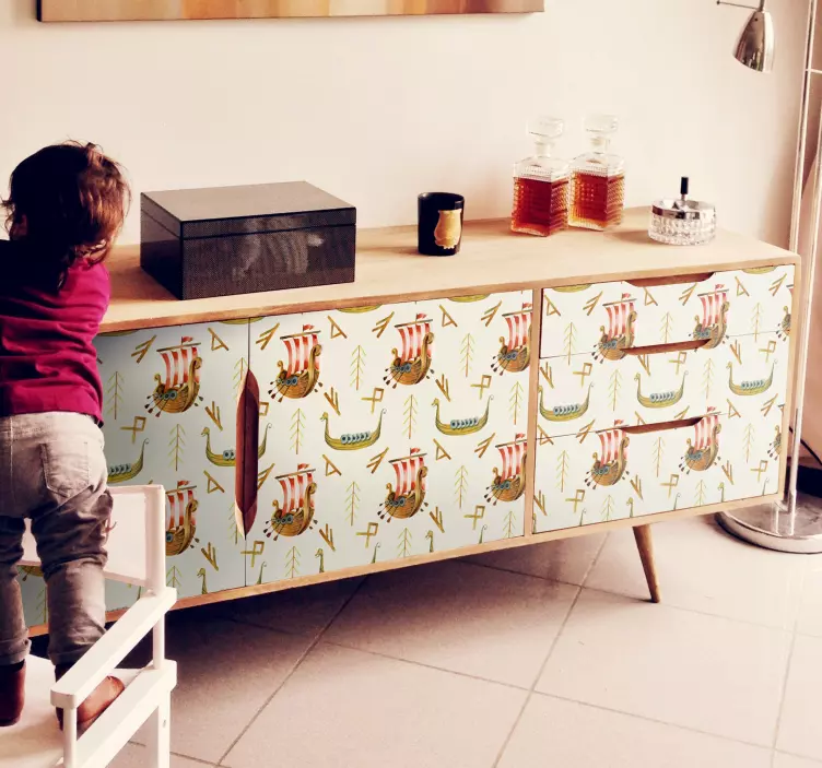 Vinilo para muebles patrón marino estilo nórdico - TenVinilo