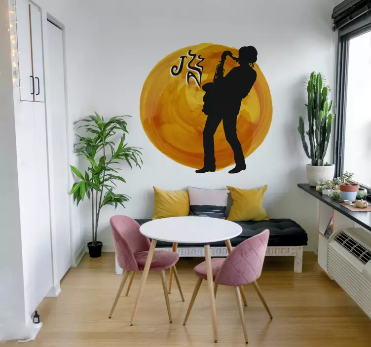 Vinilo música silueta de saxofonista - TenVinilo