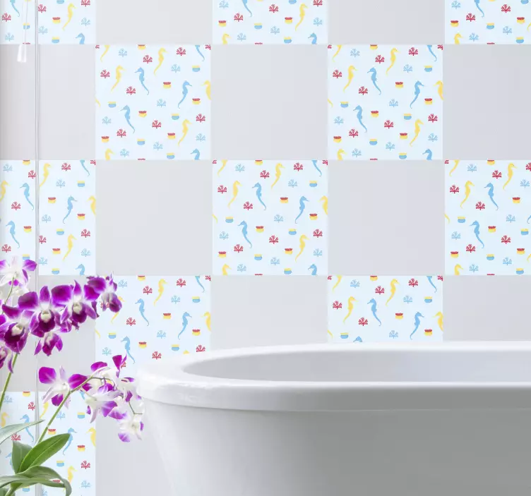 Vinilo naturaleza caballito de mar salpicadura - TenVinilo