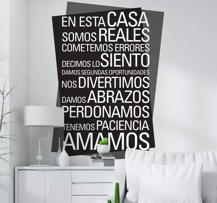 Vinilo normas de la casa con valores - TenVinilo