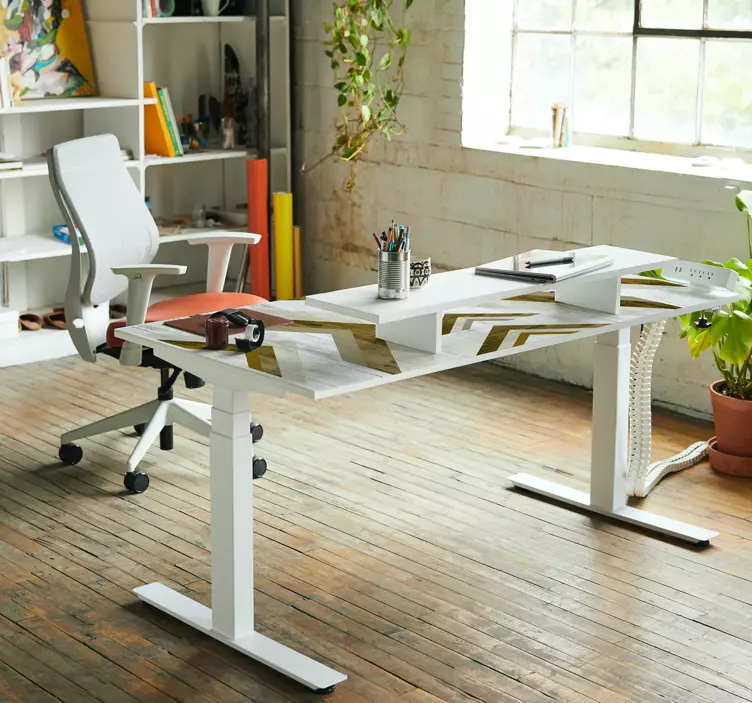 Vinilo oficina chevron geométrico para mesa - TenVinilo