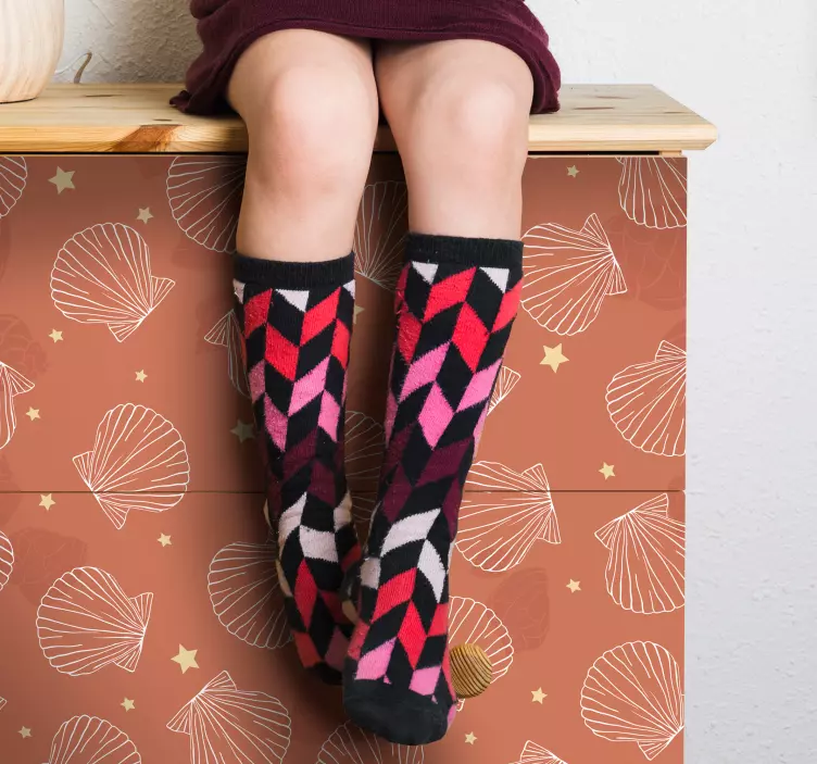 Vinilo ornamental fondo con patrón de concha - TenVinilo