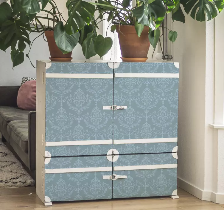 Vinilo para mueble azul elegante barroco - TenVinilo