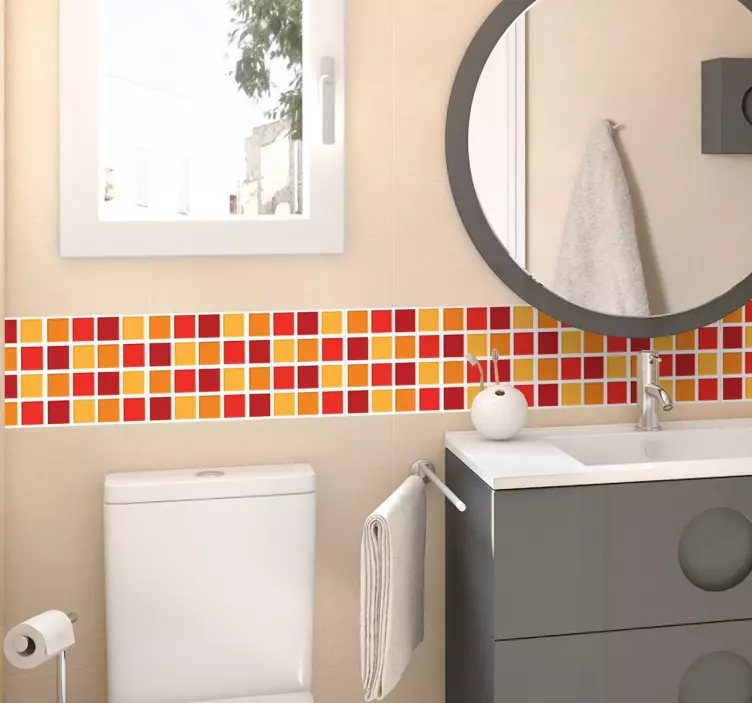 Adhesivo para baño azulejos tonos cálidos - TenVinilo