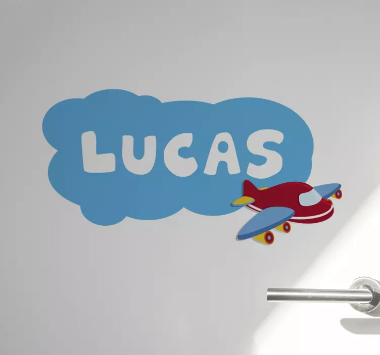 Vinilo infantil para puerta avión con nombre - TenVinilo