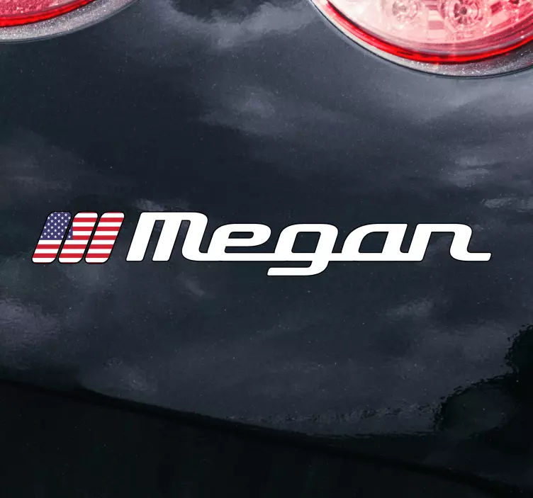 Pegatina para coche Bandera de estados unidos en rectángulo y nom - TenVinilo