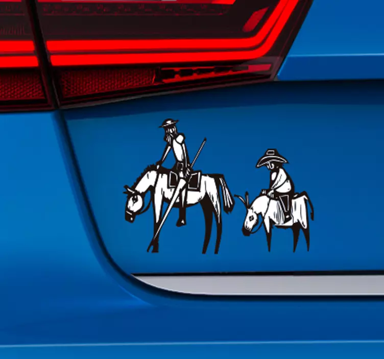 Pegatina para coche Don Quijote y Sancho - TenVinilo