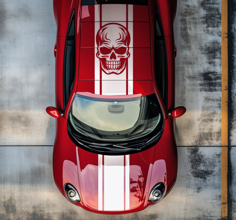 Pegatina para coche rayas con calavera - TenVinilo